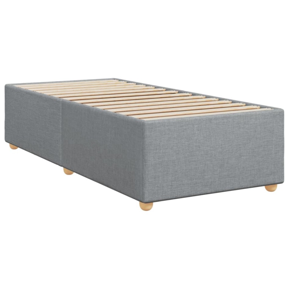 Cama box spring con colchón tela gris claro 80x200