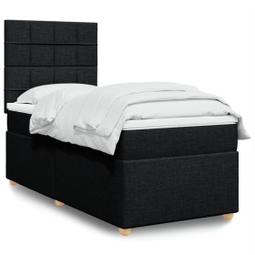 Cama box spring con colchón tela negro 80x200