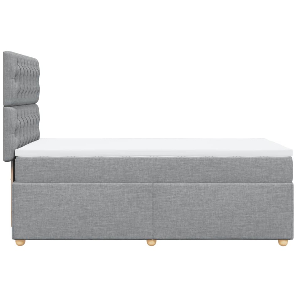Cama box spring con colchón tela gris claro 80x200