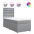 Cama box spring con colchón tela gris claro 80x200