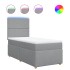Cama box spring con colchón tela gris claro 90x190