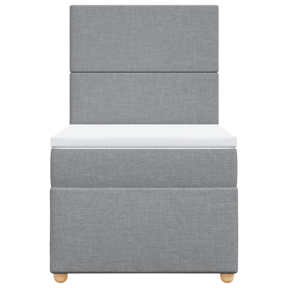 Cama box spring con colchón tela gris claro 90x190