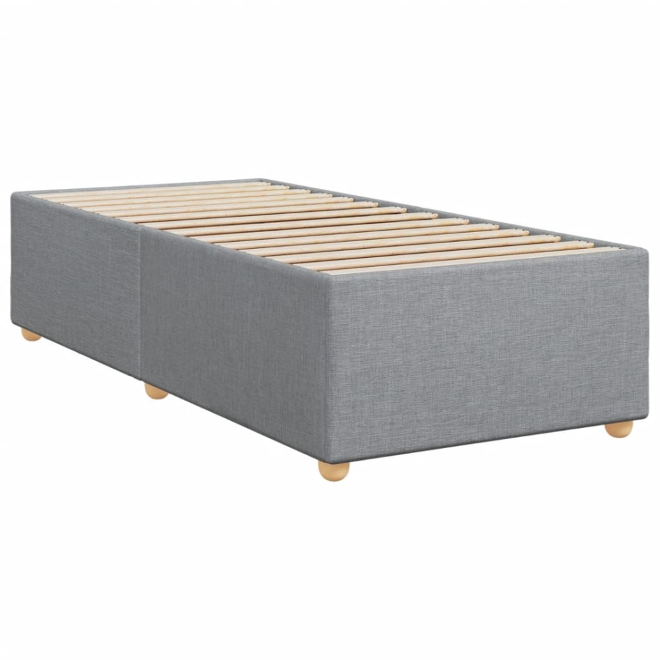 Cama box spring con colchón tela gris claro 90x190
