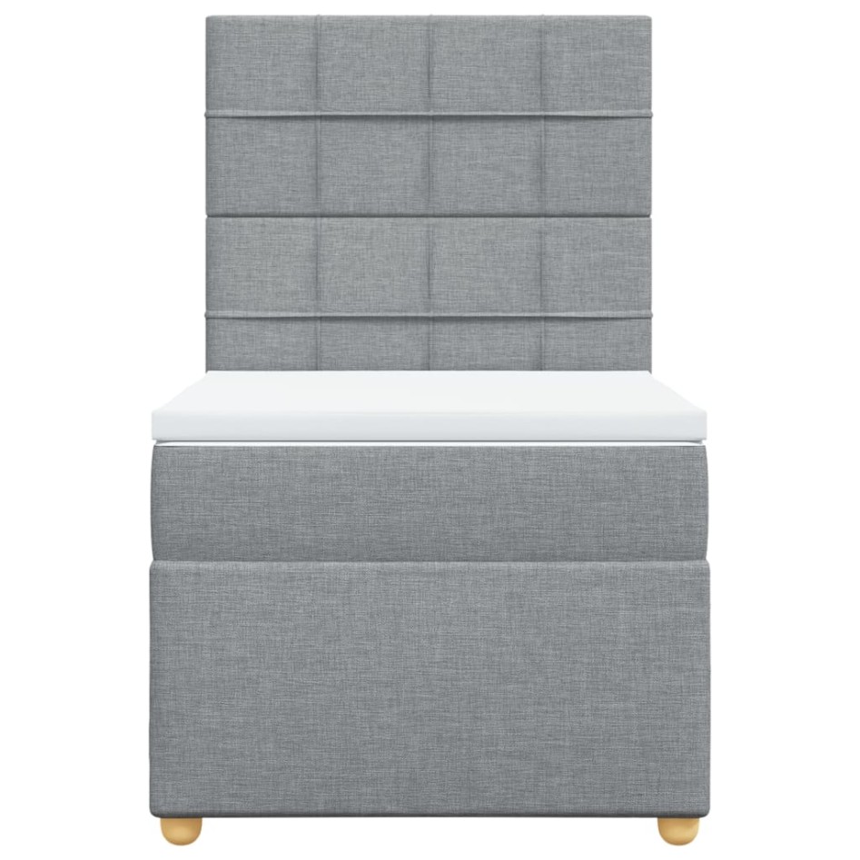 Cama box spring con colchón tela gris claro 90x190