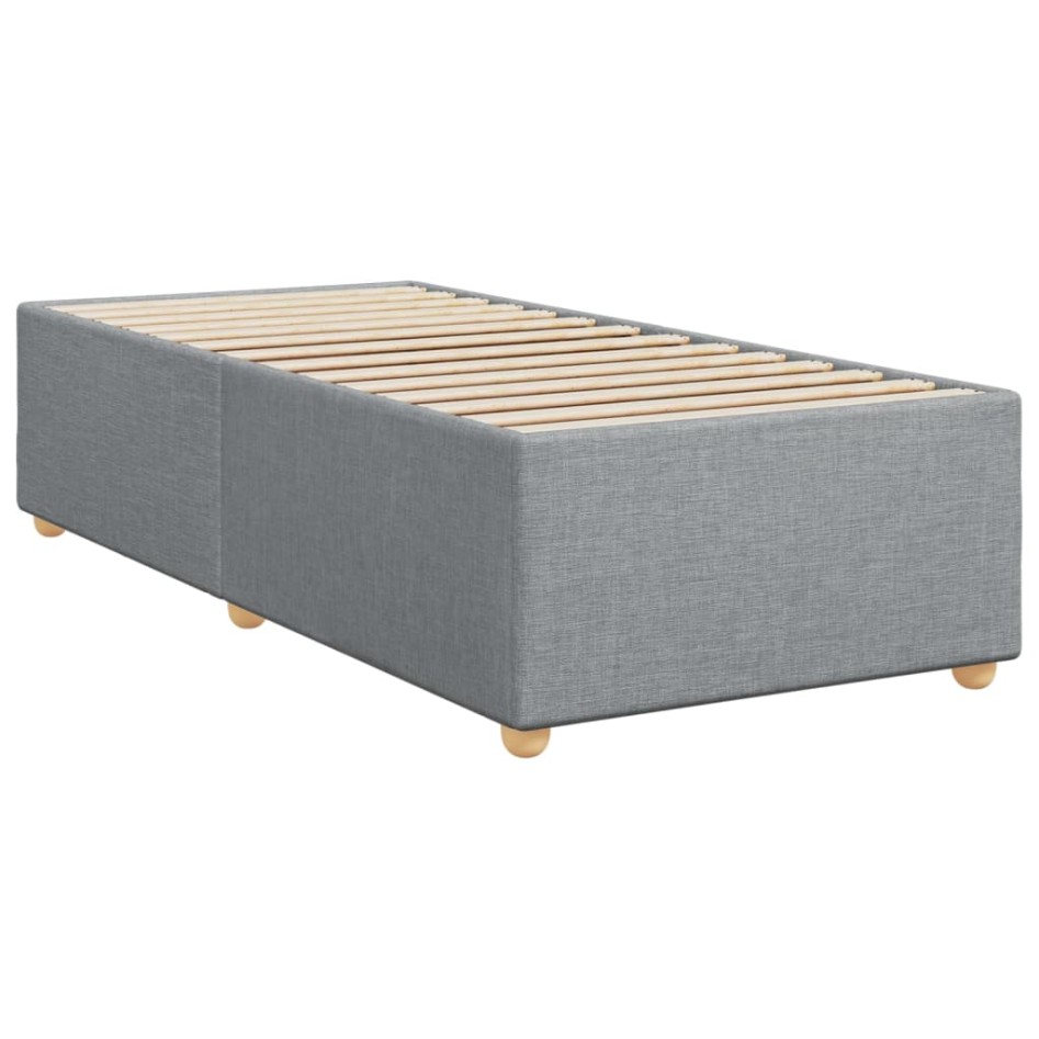 Cama box spring con colchón tela gris claro 90x190