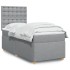 Cama box spring con colchón tela gris claro 90x190