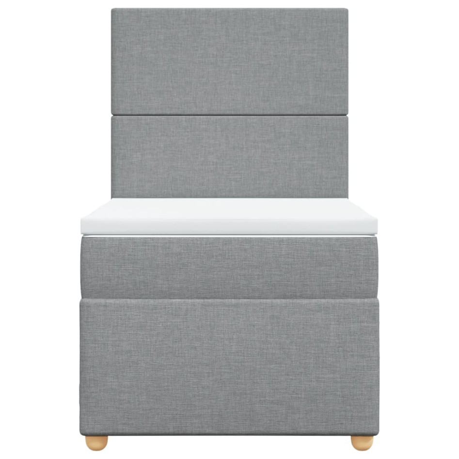 Cama box spring con colchón tela gris claro 90x200
