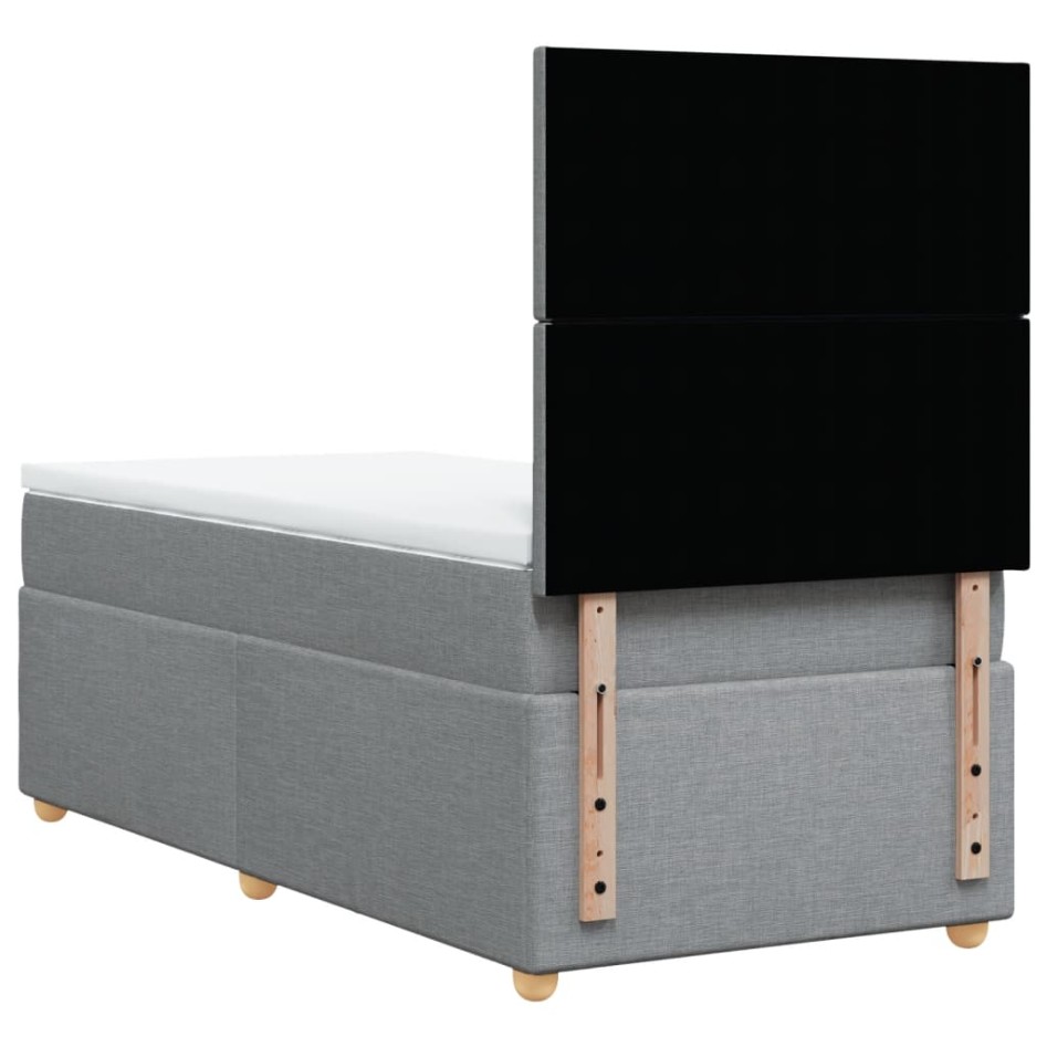 Cama box spring con colchón tela gris claro 90x200