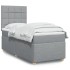 Cama box spring con colchón tela gris claro 90x200
