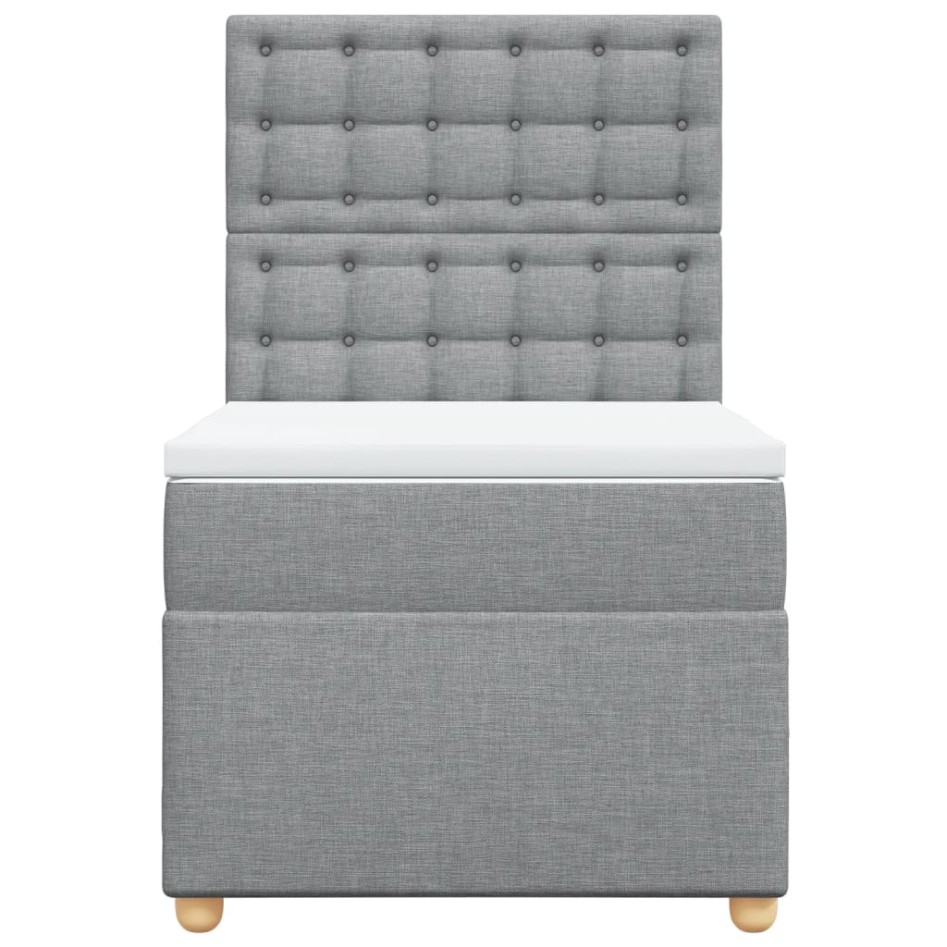 Cama box spring con colchón tela gris claro 90x200