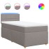 Cama box spring con colchón tela gris taupe 90x200