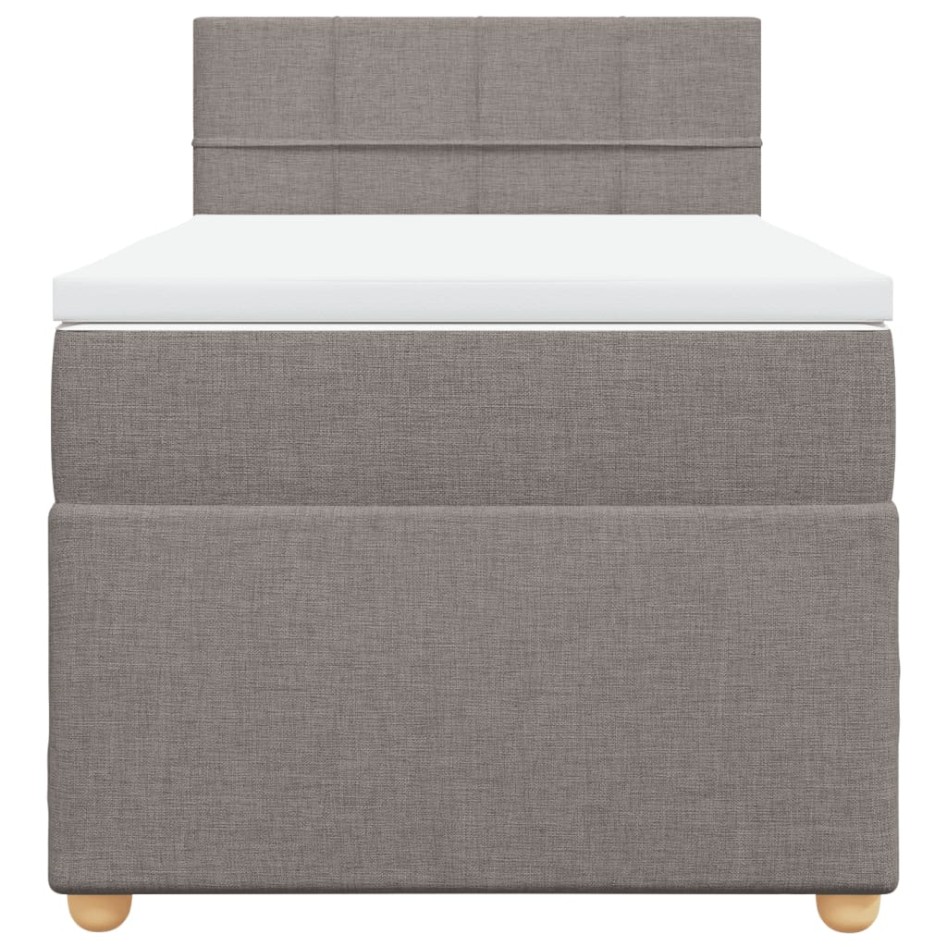 Cama box spring con colchón tela gris taupe 90x200