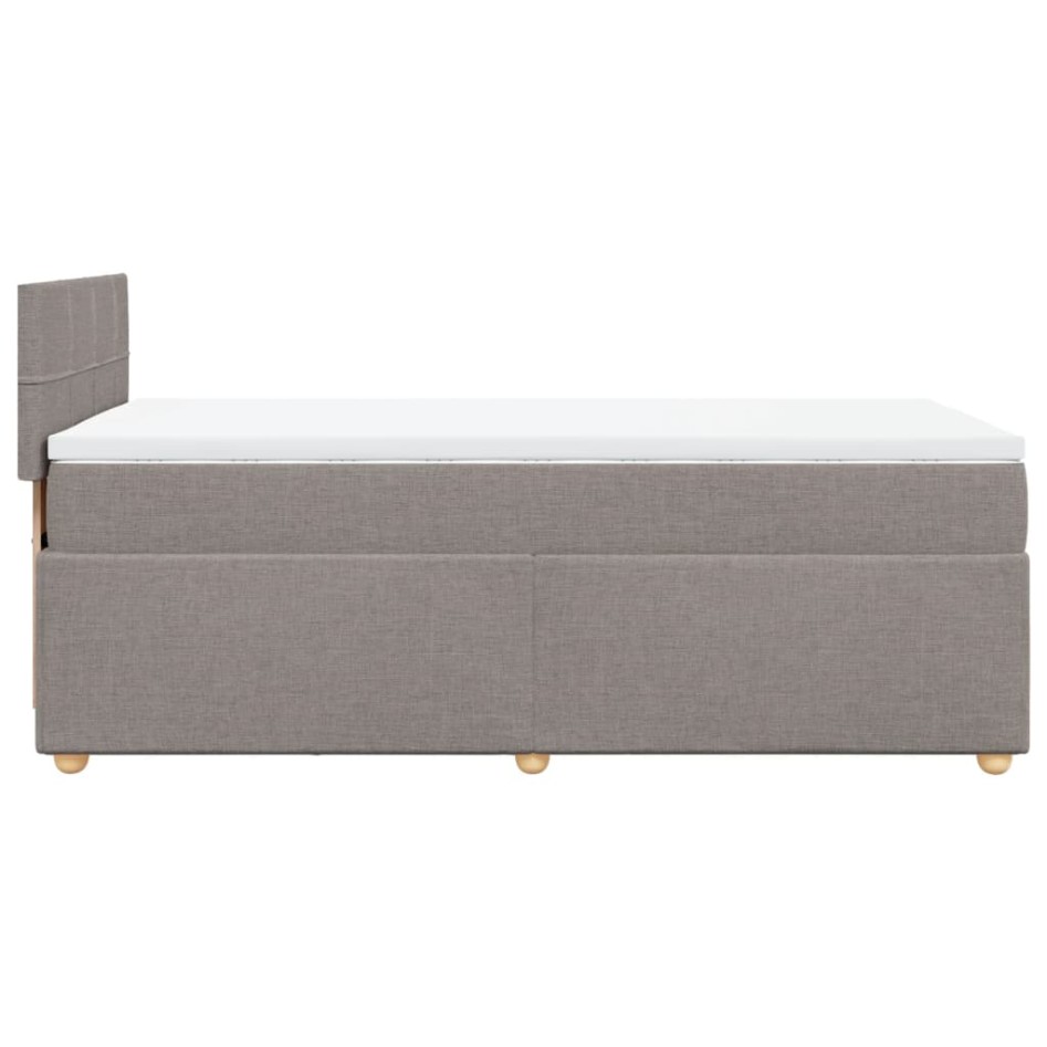 Cama box spring con colchón tela gris taupe 90x200
