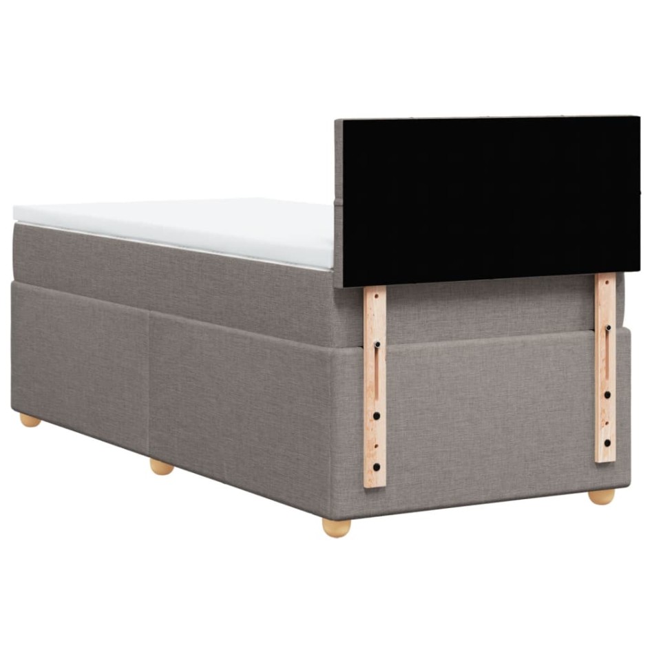 Cama box spring con colchón tela gris taupe 90x200