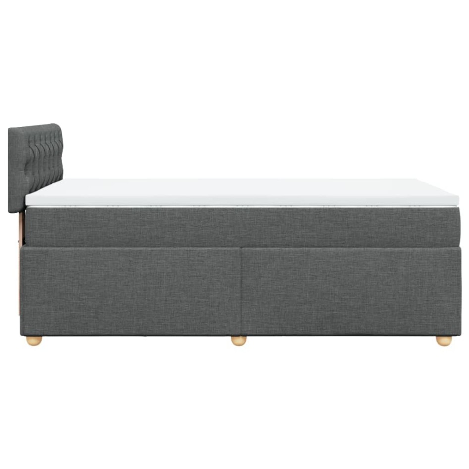 Cama box spring con colchón tela gris oscuro 100x200