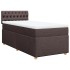 Cama box spring con colchón tela marrón oscuro 100x200