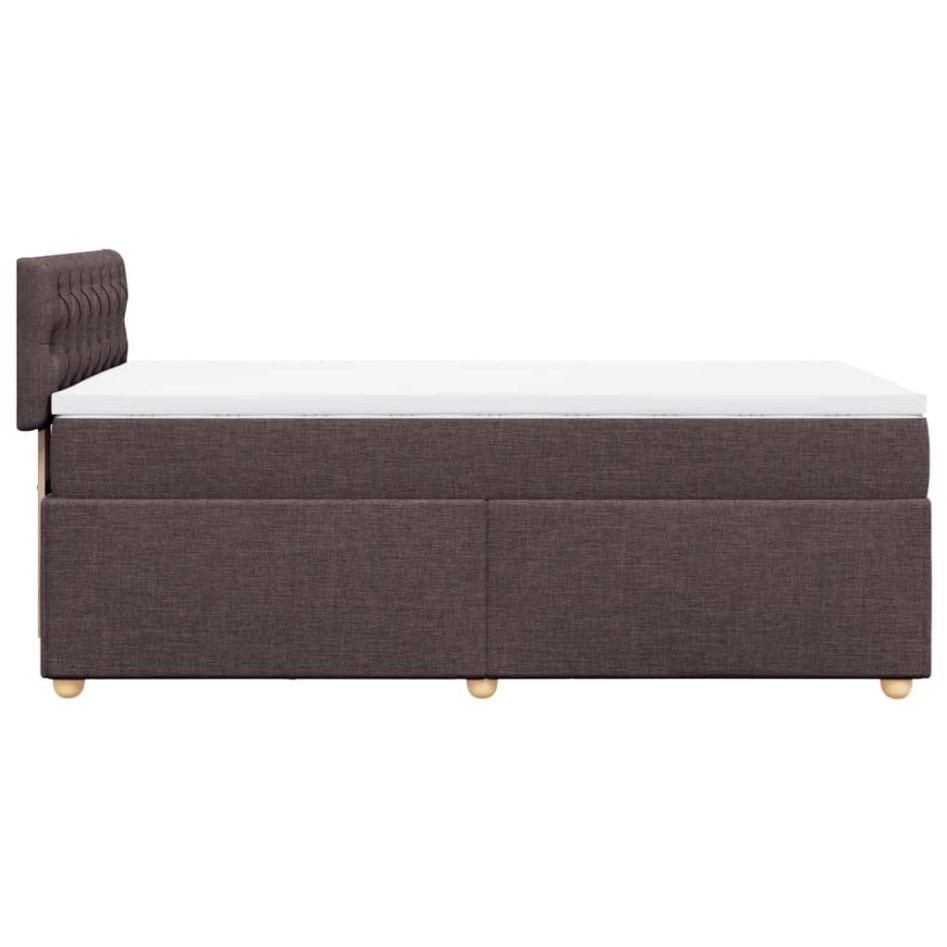 Cama box spring con colchón tela marrón oscuro 100x200