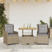 Sillas y mesita de jardín 3 piezas ratán sintético cojín beige