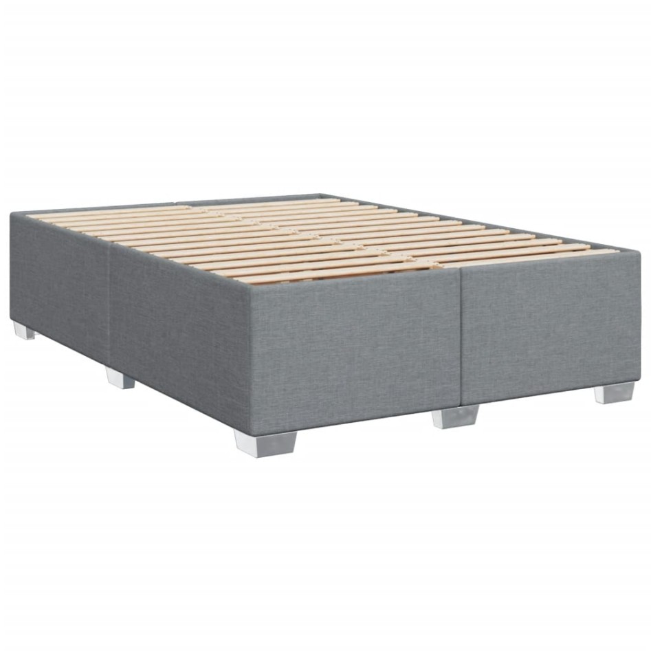 Cama box spring con colchón tela gris claro 140x190