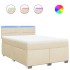 Cama box spring con colchón tela color crema 140x190