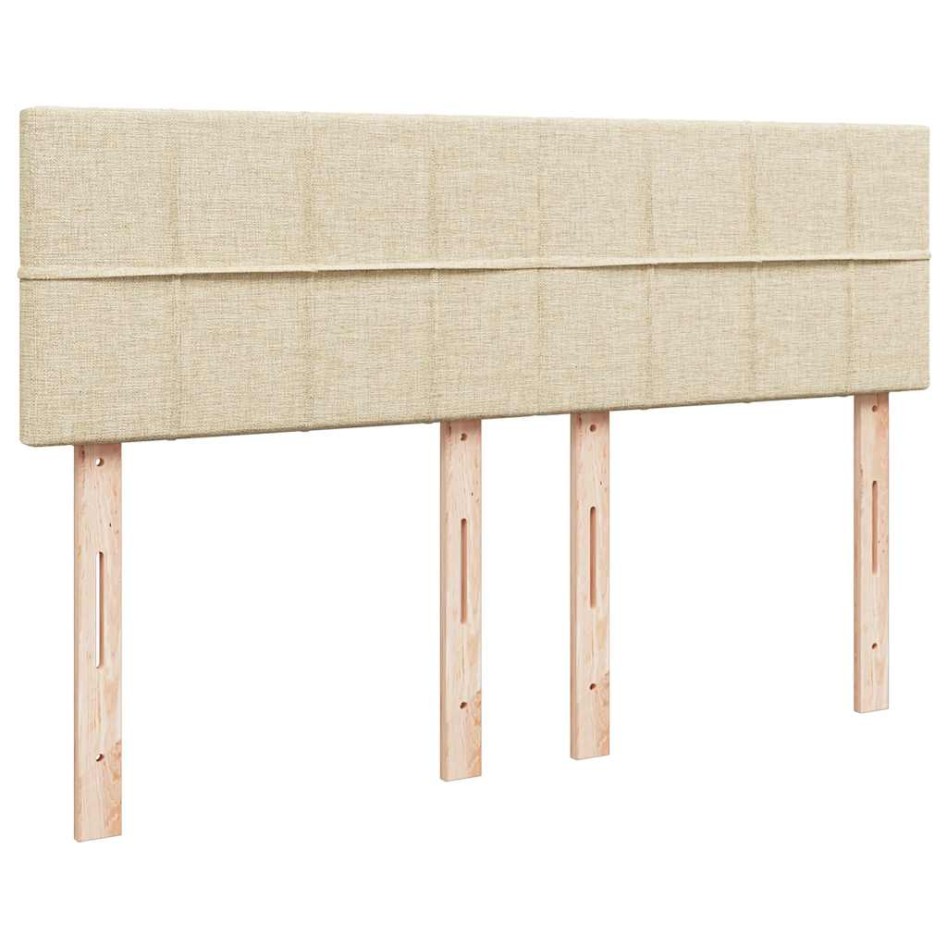 Cama box spring con colchón tela color crema 140x190