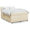 Cama box spring con colchón tela color crema 140x190 cm