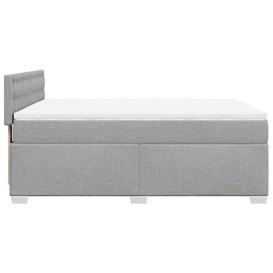 Cama box spring con colchón tela gris claro 140x190