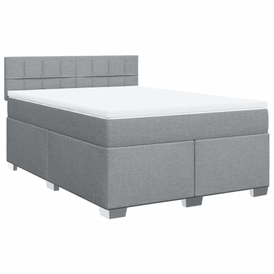 Cama box spring con colchón tela gris claro 160x200
