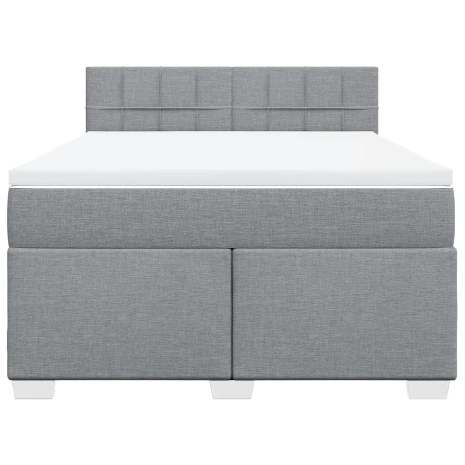 Cama box spring con colchón tela gris claro 160x200