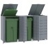 Cobertizo de 3 contenedores de basura acero gris 207x79x117