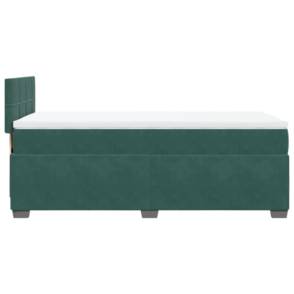 Cama box spring con colchón terciopelo verde oscuro 90x190