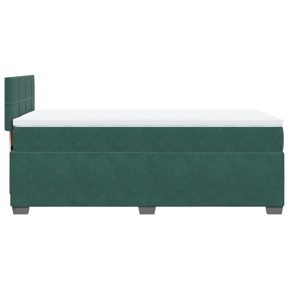 Cama box spring con colchón terciopelo verde oscuro 80x200