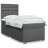 Cama box spring con colchón tela gris oscuro 80x200