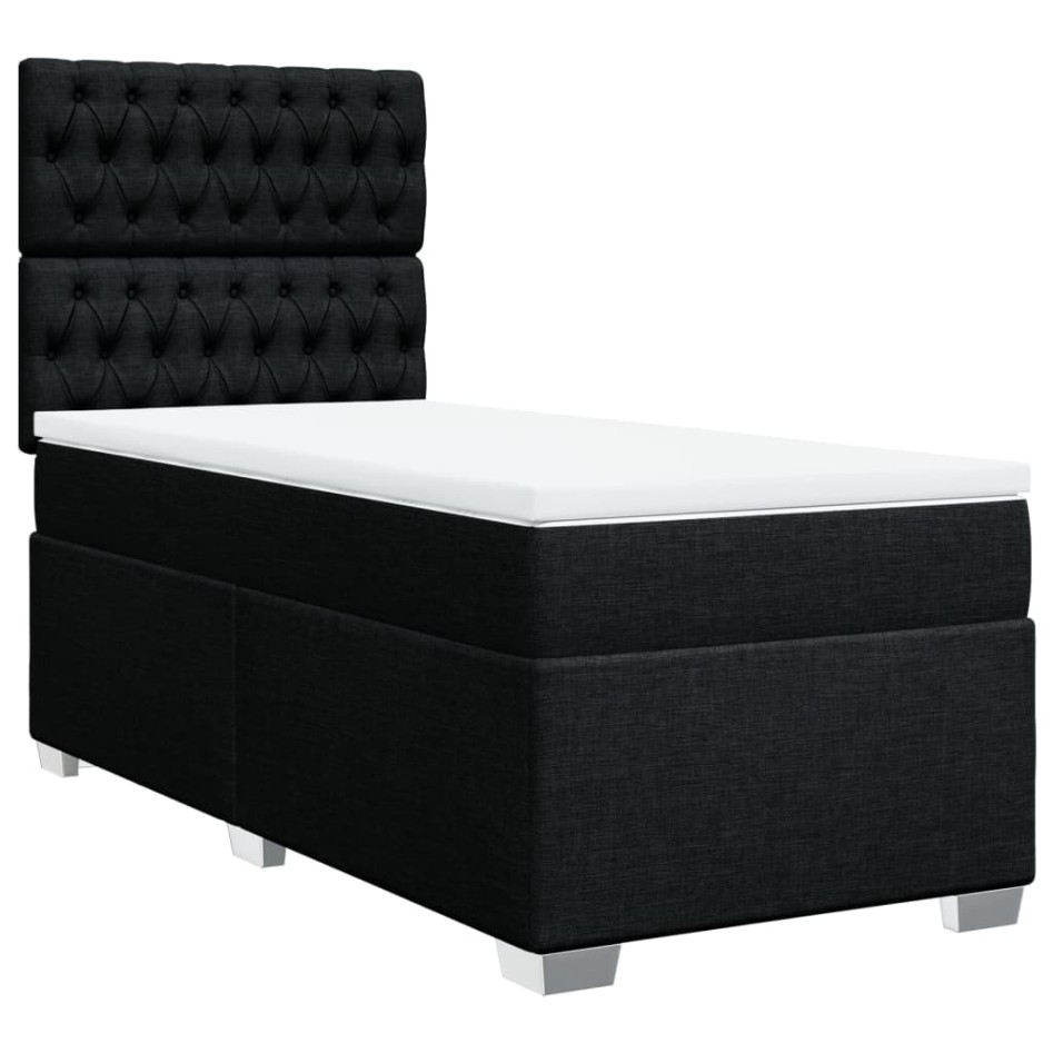 Cama box spring con colchón tela negro 80x200