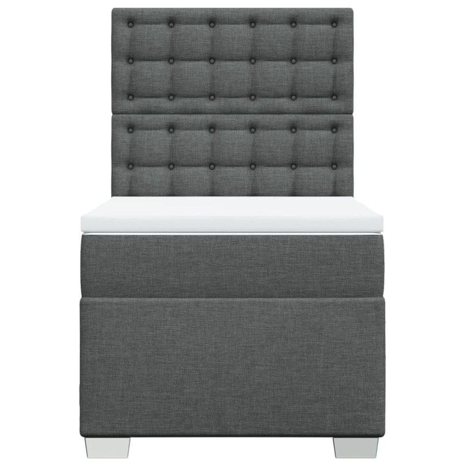 Cama box spring con colchón tela gris oscuro 90x190