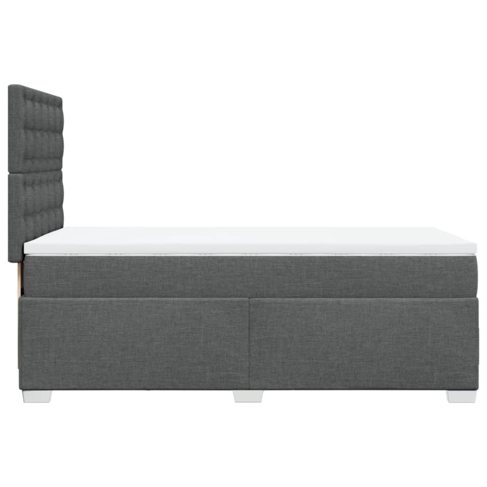 Cama box spring con colchón tela gris oscuro 90x190