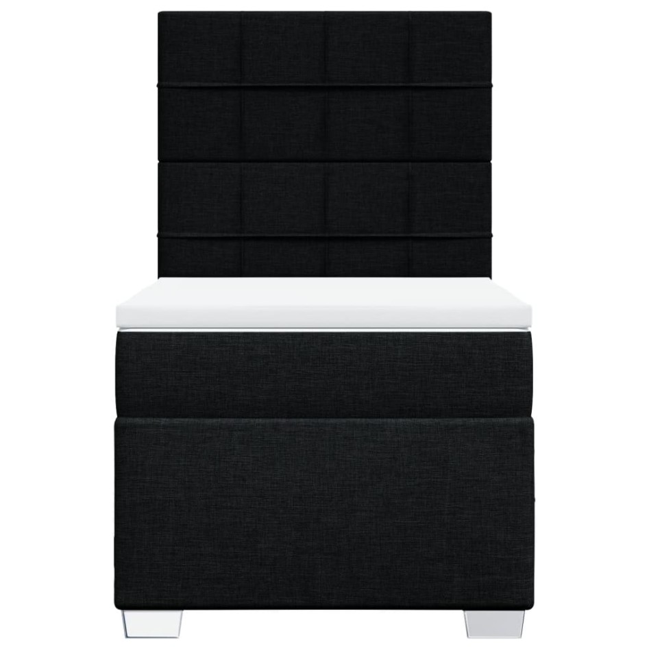 Cama box spring con colchón tela negro 90x190