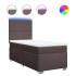 Cama box spring con colchón tela marrón oscuro 90x190