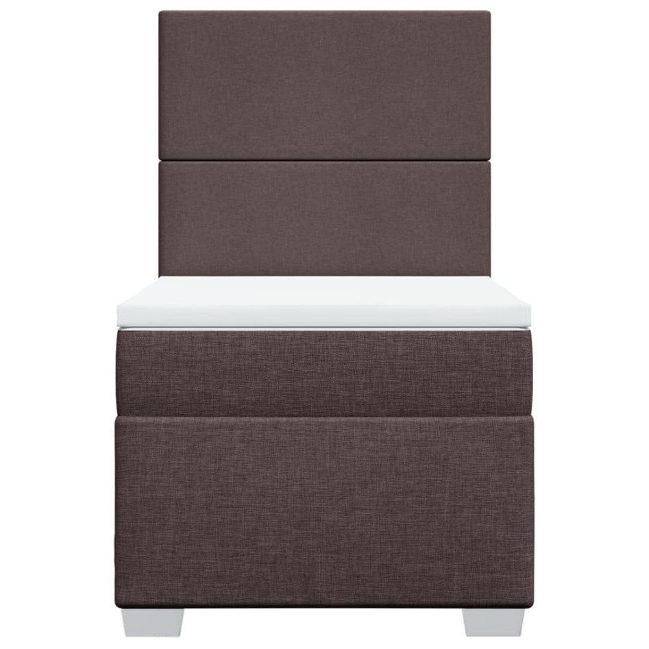Cama box spring con colchón tela marrón oscuro 90x190