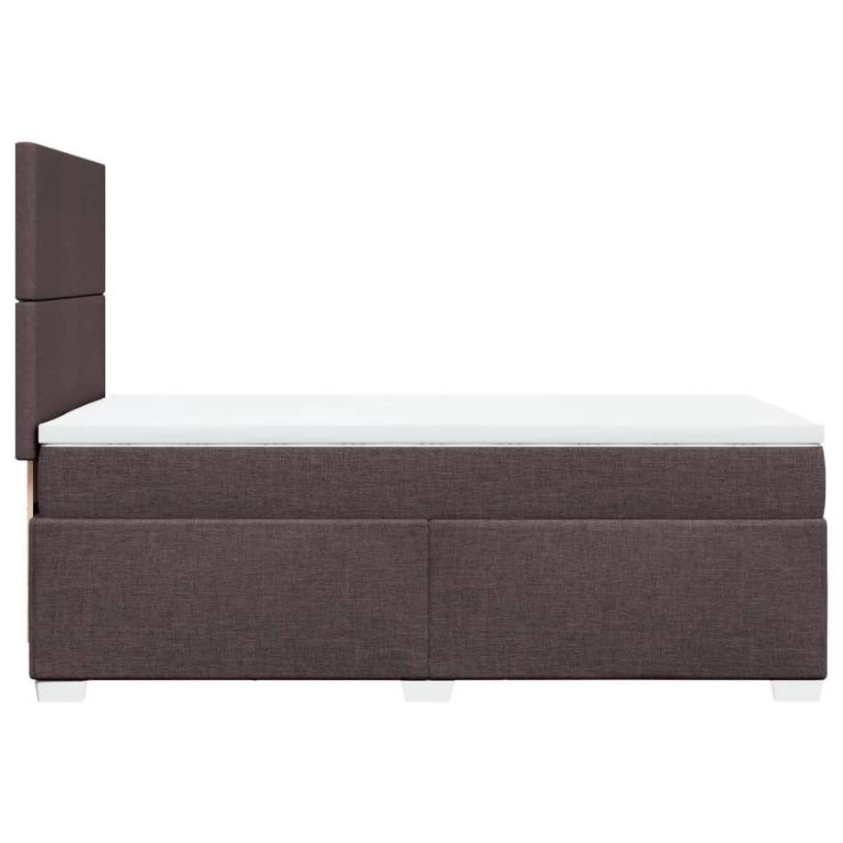 Cama box spring con colchón tela marrón oscuro 90x190