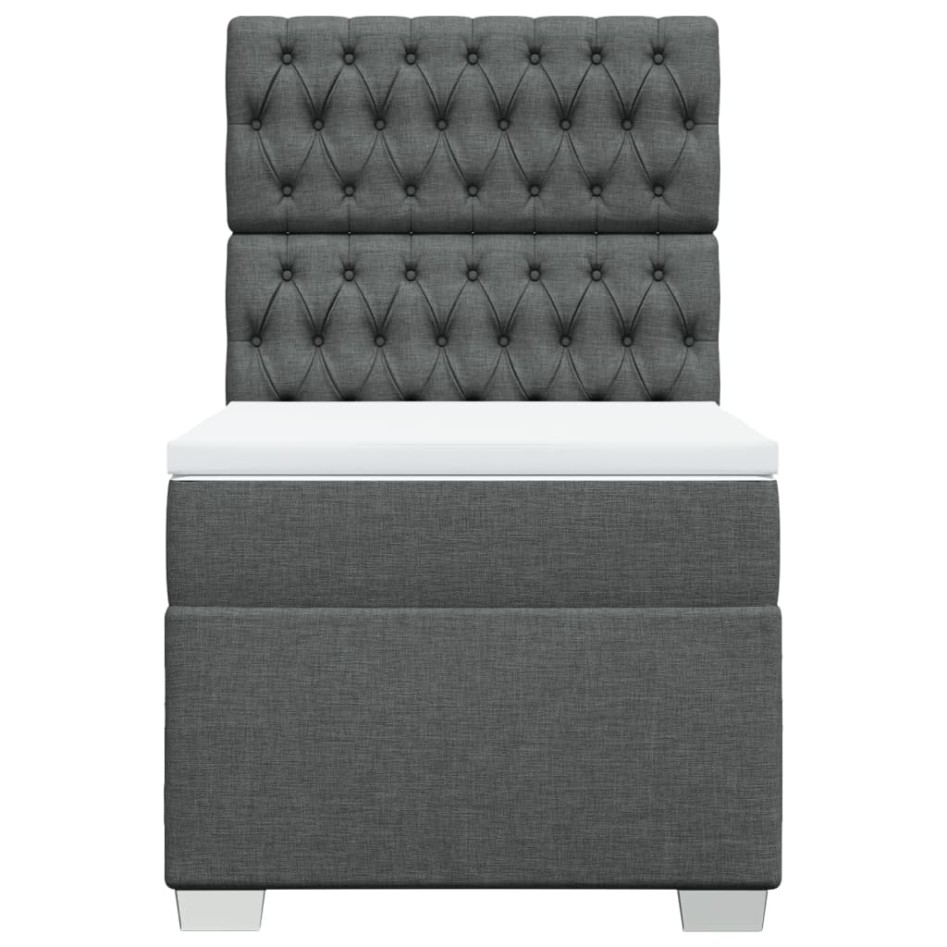 Cama box spring con colchón tela gris oscuro 90x190