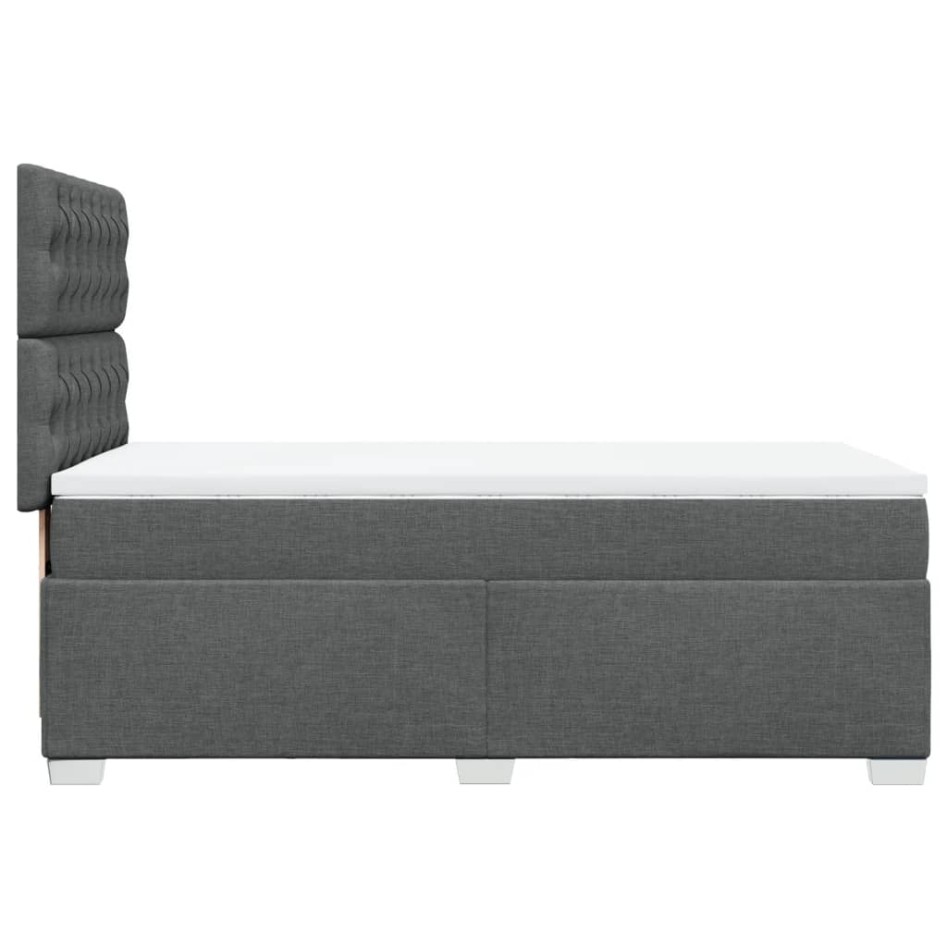 Cama box spring con colchón tela gris oscuro 90x190
