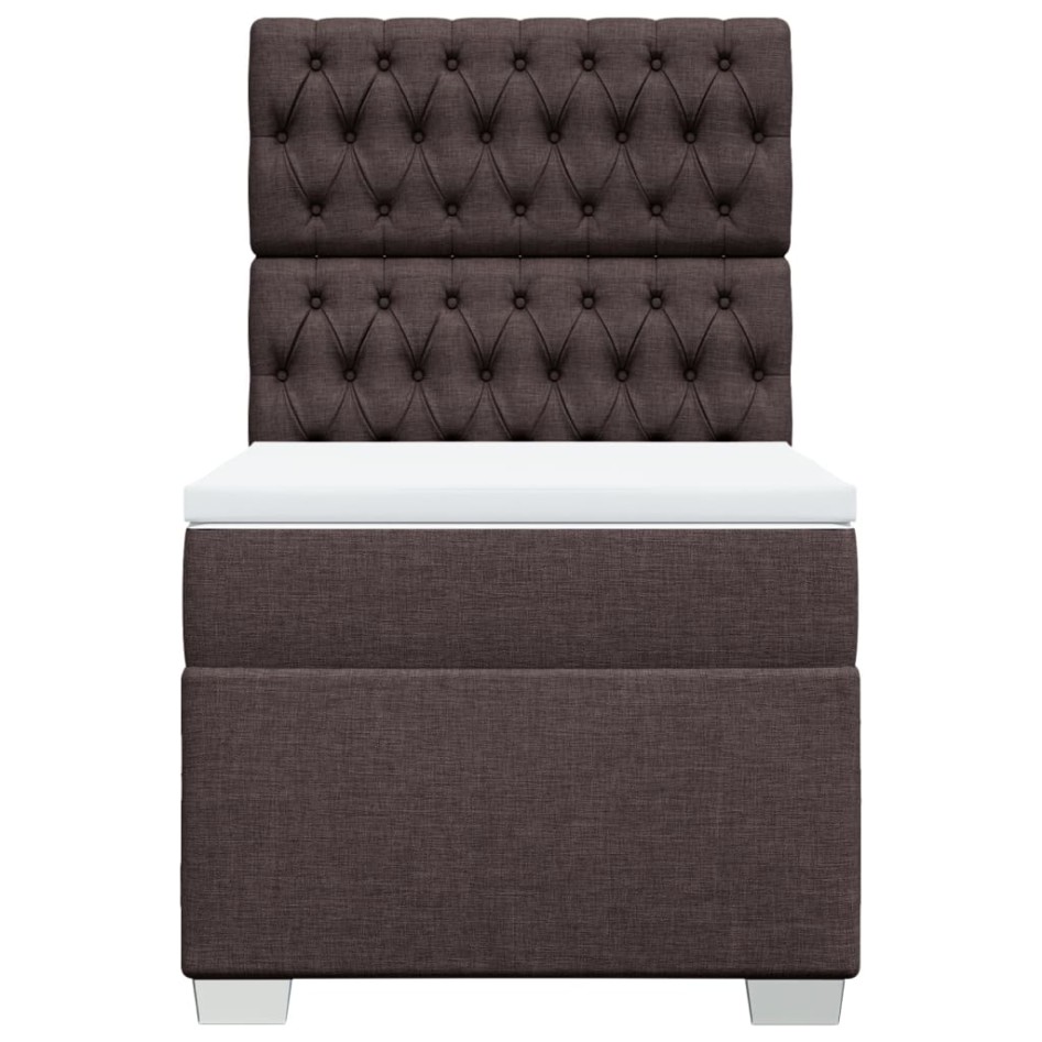Cama box spring con colchón tela marrón oscuro 90x190