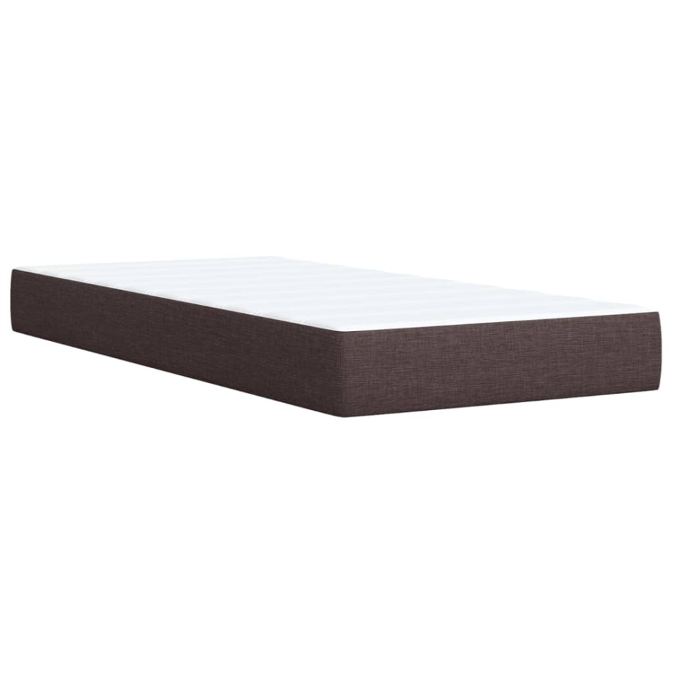 Cama box spring con colchón tela marrón oscuro 90x190