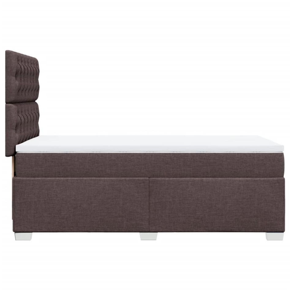 Cama box spring con colchón tela marrón oscuro 90x190