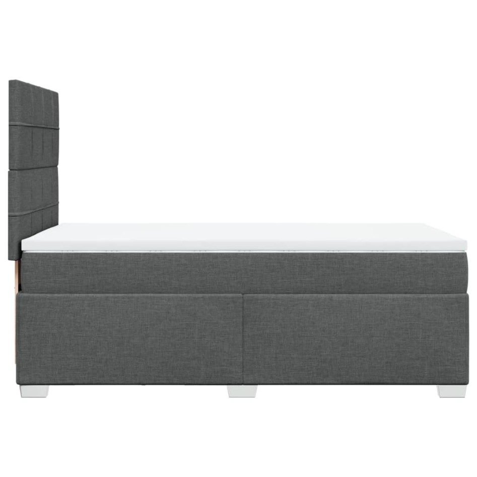 Cama box spring con colchón tela gris oscuro 90x200