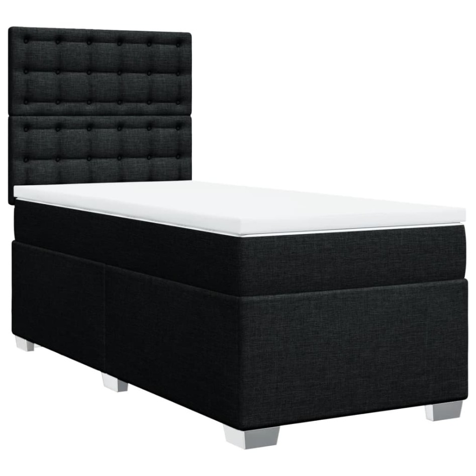 Cama box spring con colchón tela negro 90x200