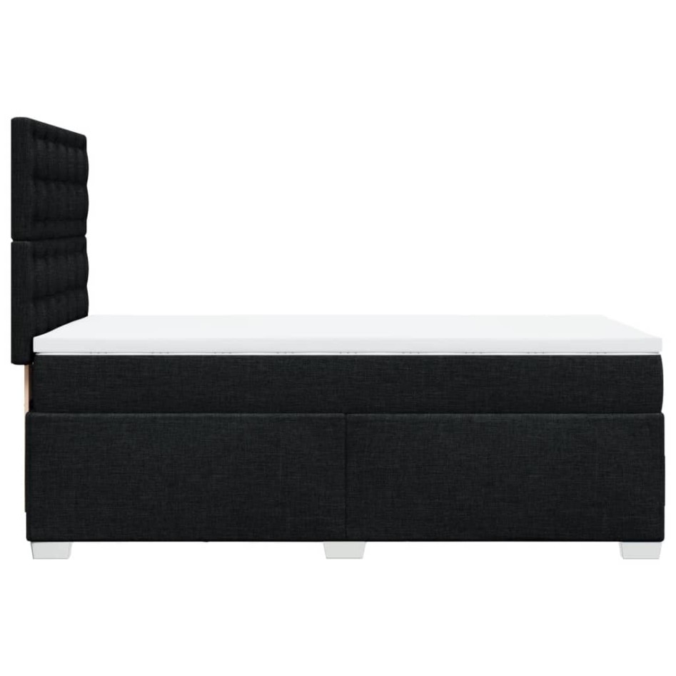 Cama box spring con colchón tela negro 90x200