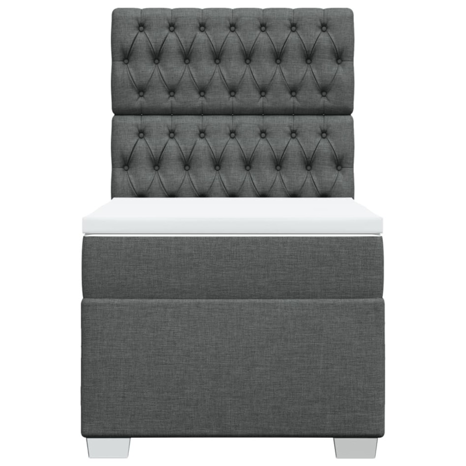 Cama box spring con colchón tela gris oscuro 90x200