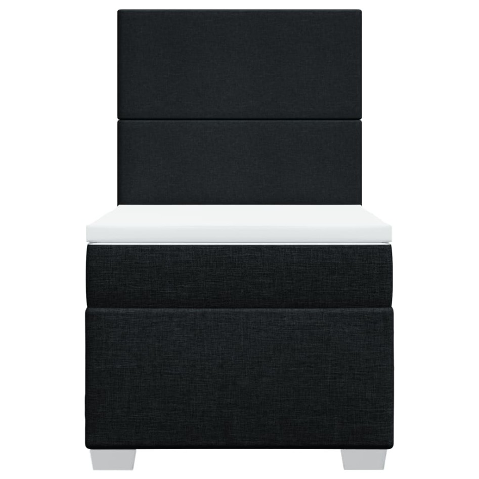 Cama box spring con colchón tela negro 90x200